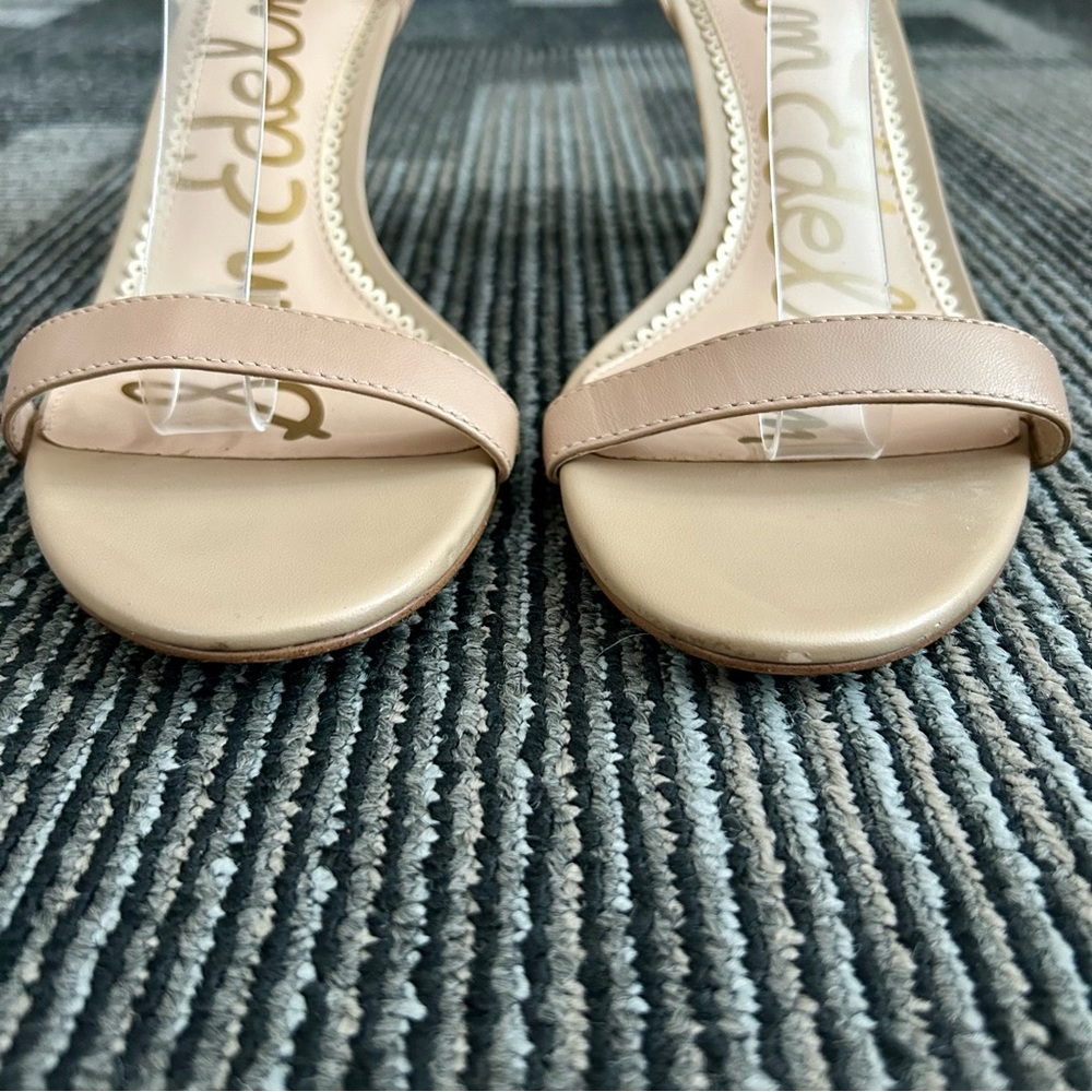 Sam Edelman Soft Beige Nude Patti Ankle Strap Open Toe Heels, size 9.5 WIDE - Picture 3 of 12